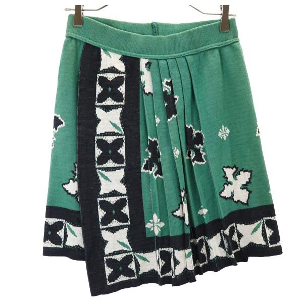 millesimes ノーカラージャケット 上下 セットアップ グリーン系 ラップスカート レディース