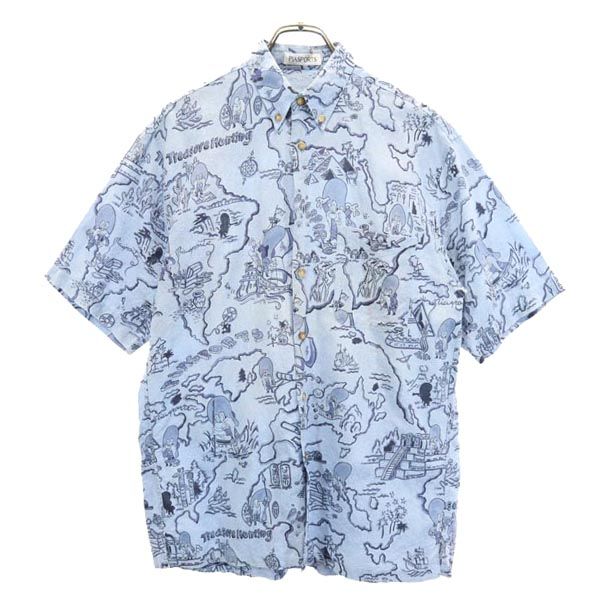 PIA SPORTS ピアスポーツ ワーナーブラザーズ 総柄 半袖 ボタンダウンシャツ 3 ブルーグレー メンズ