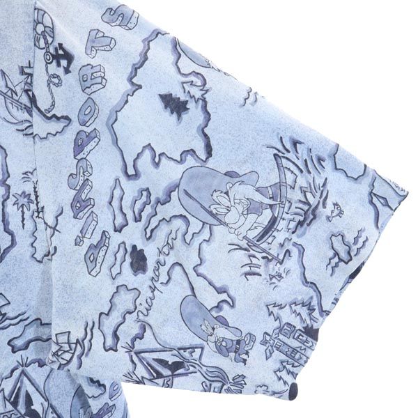 PIA SPORTS ピアスポーツ ワーナーブラザーズ 総柄 半袖 ボタンダウンシャツ 3 ブルーグレー メンズ