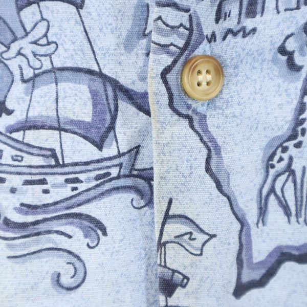 PIA SPORTS ピアスポーツ ワーナーブラザーズ 総柄 半袖 ボタンダウンシャツ 3 ブルーグレー メンズ