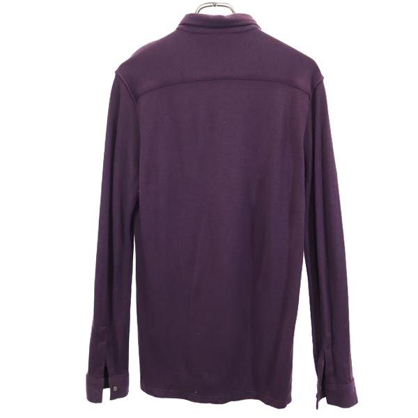 LACOSTE ラコステ 日本製 ウール 刺繍入り 長袖 ポロシャツ 4 紫 メンズ