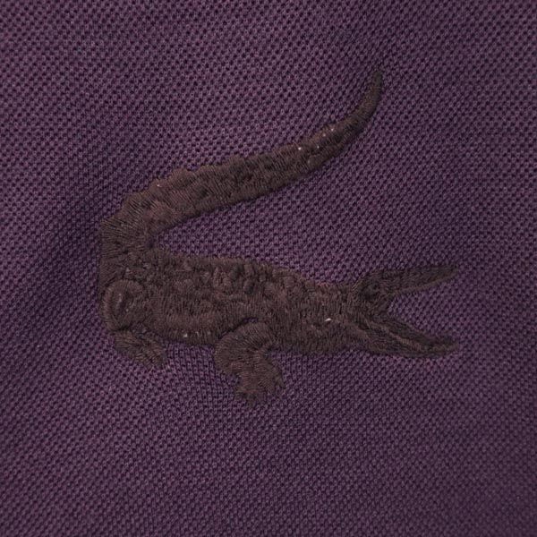 LACOSTE ラコステ 日本製 ウール 刺繍入り 長袖 ポロシャツ 4 紫 メンズ