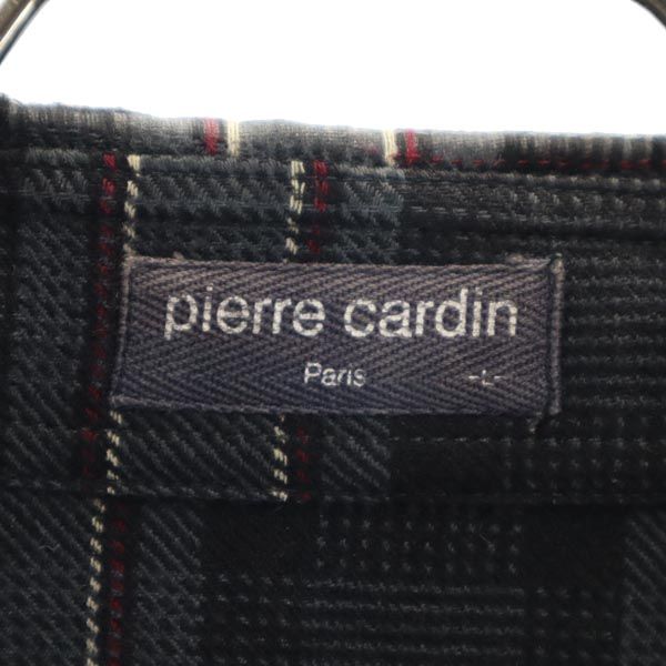 Pierre Cardin ピエールカルダン カシミヤブレンド ウール チェック柄 長袖 シャツ L メンズ
