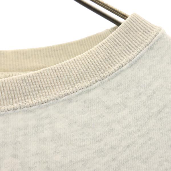 Champion チャンピオン ロゴプリント 長袖 スウェット M ライトグレー×アイボリー メンズ