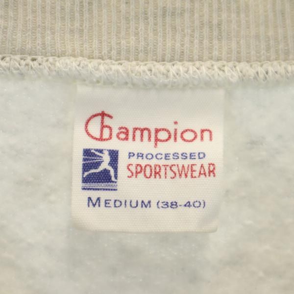 Champion チャンピオン ロゴプリント 長袖 スウェット M ライトグレー×アイボリー メンズ
