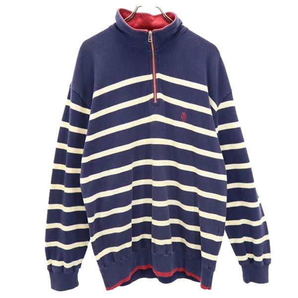 NAUTICA ノーティカ 長袖 ハーフジップ トレーナー M ネイビー×ホワイト メンズ