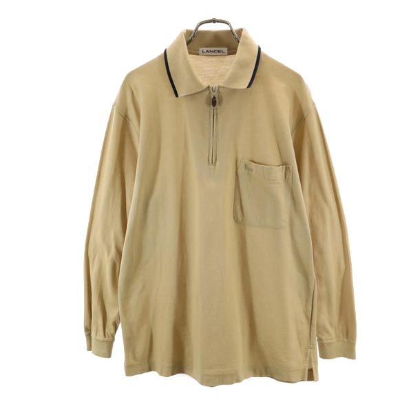 LANCEL ランセル 日本製 長袖 ポロシャツ M ベージュ メンズ