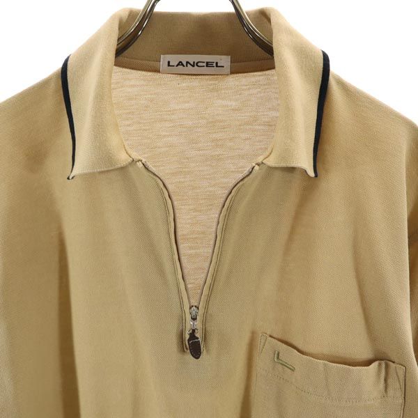 LANCEL ランセル 日本製 長袖 ポロシャツ M ベージュ メンズ
