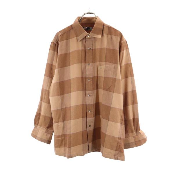 DAKS ダックス チェック柄 長袖 シャツ L ブラウン系 メンズ