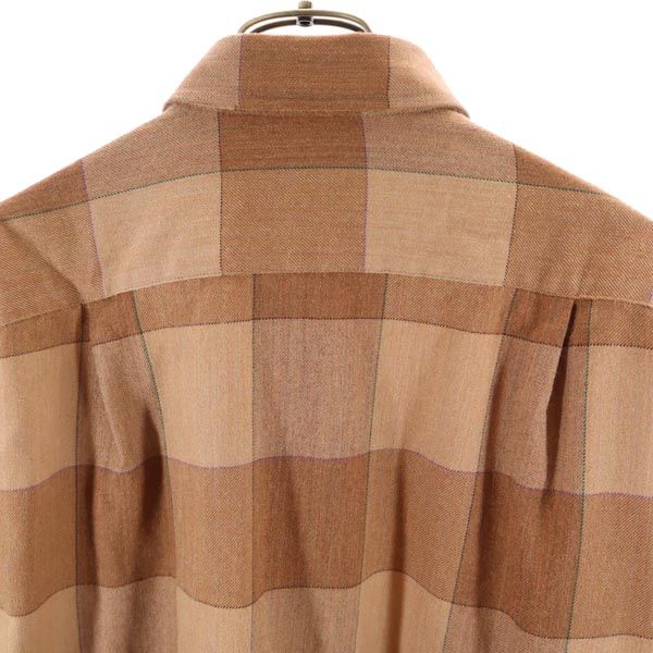 DAKS ダックス チェック柄 長袖 シャツ L ブラウン系 メンズ