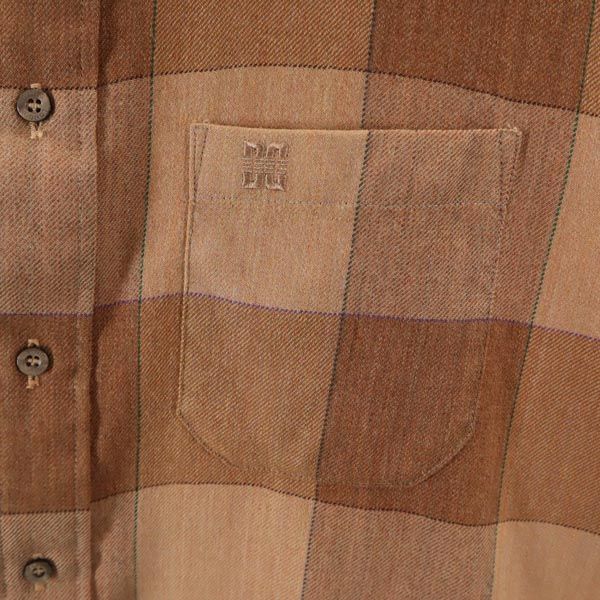 DAKS ダックス チェック柄 長袖 シャツ L ブラウン系 メンズ