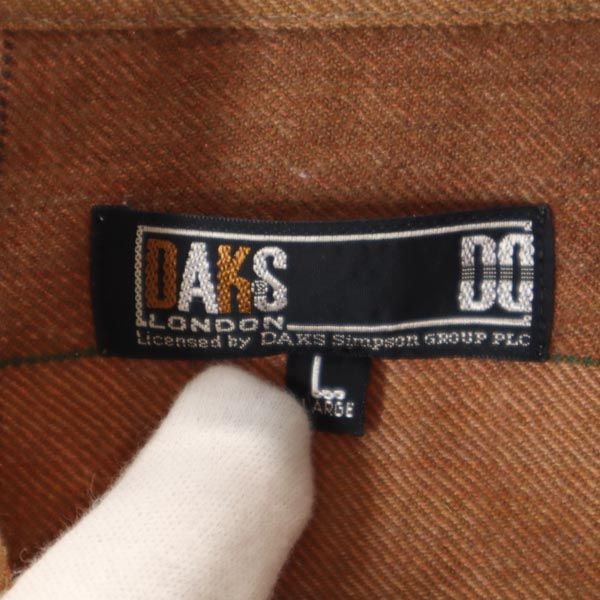 DAKS ダックス チェック柄 長袖 シャツ L ブラウン系 メンズ