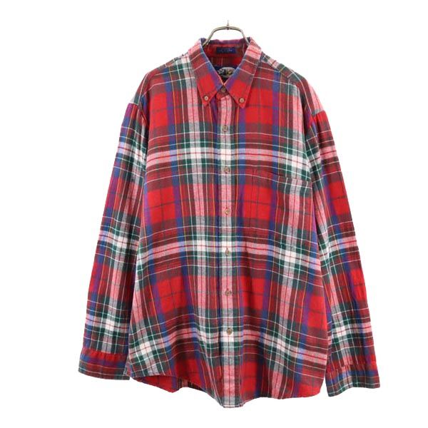 GFC TRADING COMPANY チェック柄 長袖 ボタンダウンシャツ レッド系 ネルシャツ メンズ