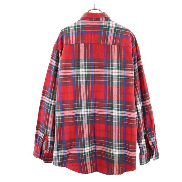 GFC TRADING COMPANY チェック柄 長袖 ボタンダウンシャツ レッド系 ネルシャツ メンズ