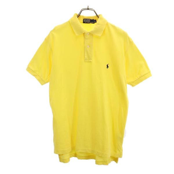 ポロバイラルフローレン ワンポイント刺繍 半袖 ポロシャツ M 黄 Polo by Ralph Lauren 鹿の子 メンズ
