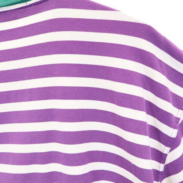 NAUTICA ノーティカ 90s オールド ボーダー柄 半袖 ポロシャツ L 紫×白 メンズ