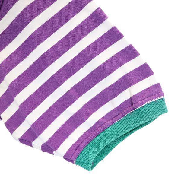 NAUTICA ノーティカ 90s オールド ボーダー柄 半袖 ポロシャツ L 紫×白 メンズ