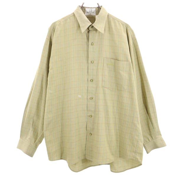 Dunhill ダンヒル チェック柄 長袖 シャツ M カーキ系 メンズ