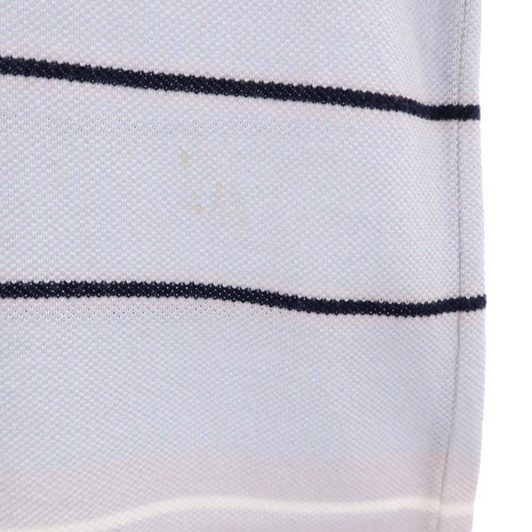LACOSTE ラコステ ボーダー柄 半袖 ポロシャツ 3 ライトグレー系 鹿の子 メンズ