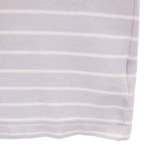 LACOSTE ラコステ ボーダー柄 半袖 ポロシャツ 3 ライトグレー系 鹿の子 メンズ