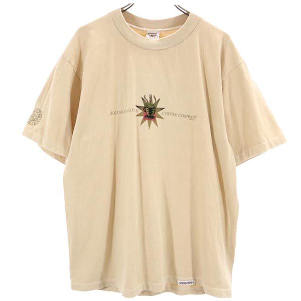 Crazy Shirt クレイジーシャツ USA製 バックプリント 半袖 Tシャツ M ベージュ系 メンズ