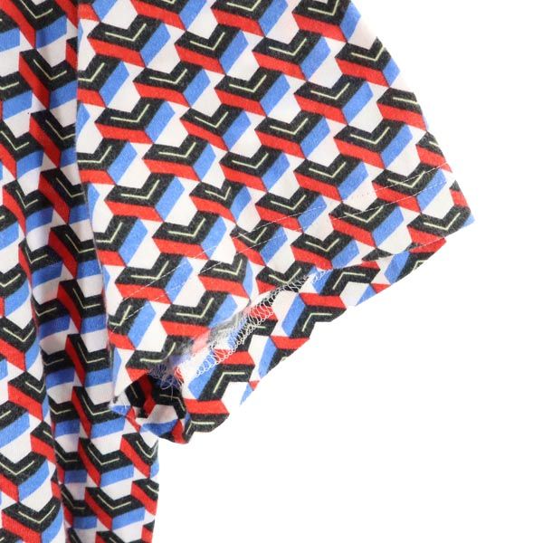 LACOSTE ラコステ 総柄 半袖 ポロシャツ 4 青×赤×黒 メンズ