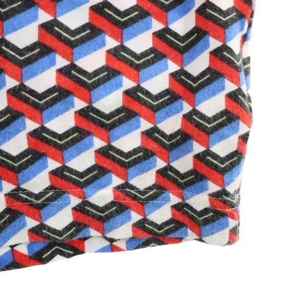 LACOSTE ラコステ 総柄 半袖 ポロシャツ 4 青×赤×黒 メンズ