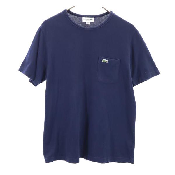 LACOSTE ラコステ 日本製 ロゴ刺繍 半袖 Tシャツ S ネイビー メンズ