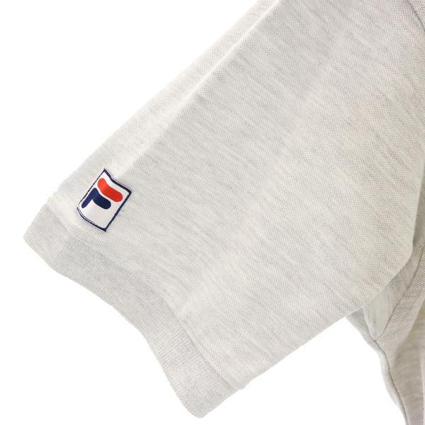 FILA フィラ ロゴ 刺繍 半袖 ポロシャツ L グレー 鹿の子 メンズ