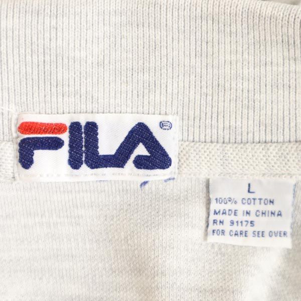 FILA フィラ ロゴ 刺繍 半袖 ポロシャツ L グレー 鹿の子 メンズ