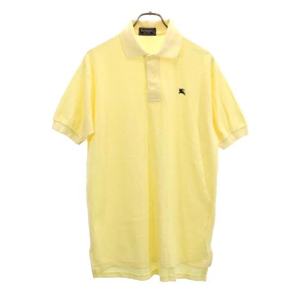 Burberrys バーバリーズ 90s USA製 ワンポイント刺繍 半袖 ポロシャツ M イエロー系 鹿の子 メンズ