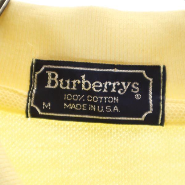 Burberrys バーバリーズ 90s USA製 ワンポイント刺繍 半袖 ポロシャツ M イエロー系 鹿の子 メンズ
