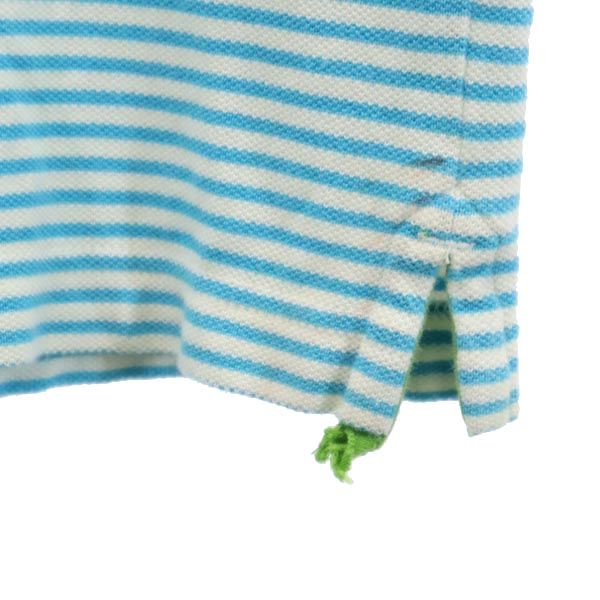 FRED PERRY フレッドペリー ボーダー柄 半袖 ポロシャツ S 水色×白×緑 鹿の子 メンズ