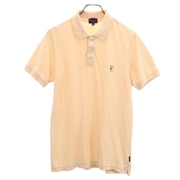 Paul Smith JEANS ポールスミスジーンズ ワンポイント刺繍 半袖 ポロシャツ M ベージュ系 鹿の子 メンズ