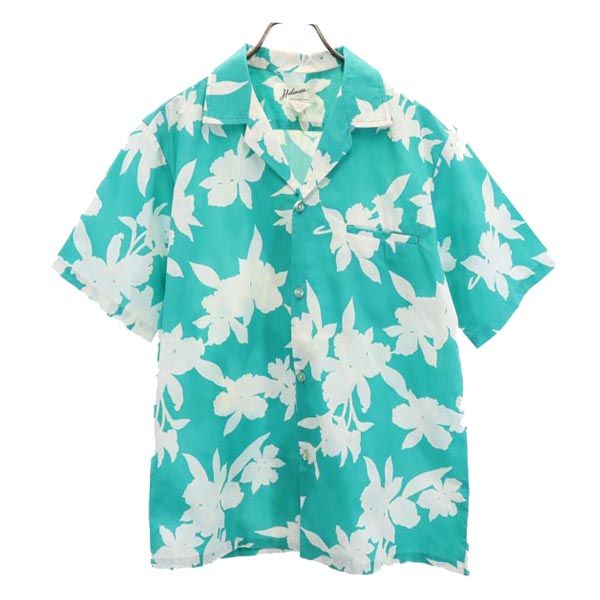 Helena's ヘレナズ 80s ハワイ USA製 ヴィンテージ 花柄 半袖 アロハシャツ グリーン系 メンズ