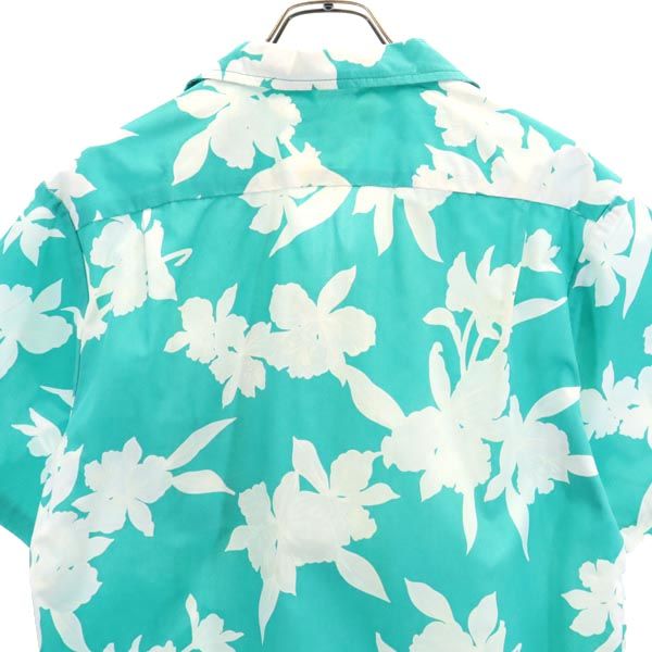 Helena's ヘレナズ 80s ハワイ USA製 ヴィンテージ 花柄 半袖 アロハシャツ グリーン系 メンズ