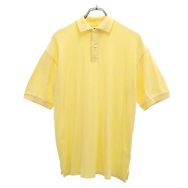 Dunhill ダンヒル ロゴ刺繍 半袖 ポロシャツ S イエロー 鹿の子 メンズ