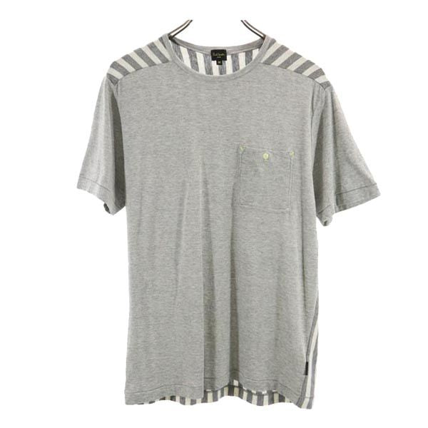 Paul Smith ポールスミス ストライプ柄切替 半袖 Tシャツ M グレー系 メンズ