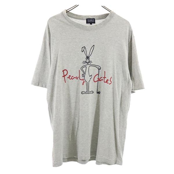 PEARLY GATES パーリーゲイツ 両面プリント 半袖 Tシャツ 4 グレー メンズ