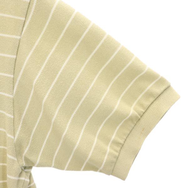 LACOSTE ラコステ ボーダー柄 半袖 ポロシャツ 3 ベージュ メンズ