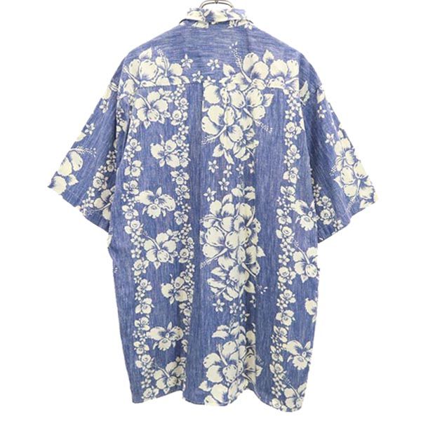 Urbaniak 90s USA製 オールド リバースプリント 半袖 アロハシャツ M 青×白 オープンカラー メンズ