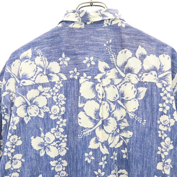 Urbaniak 90s USA製 オールド リバースプリント 半袖 アロハシャツ M 青×白 オープンカラー メンズ