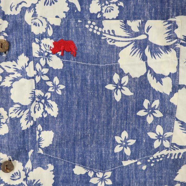 Urbaniak 90s USA製 オールド リバースプリント 半袖 アロハシャツ M 青×白 オープンカラー メンズ