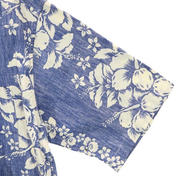 Urbaniak 90s USA製 オールド リバースプリント 半袖 アロハシャツ M 青×白 オープンカラー メンズ