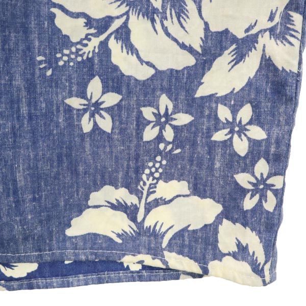 Urbaniak 90s USA製 オールド リバースプリント 半袖 アロハシャツ M 青×白 オープンカラー メンズ