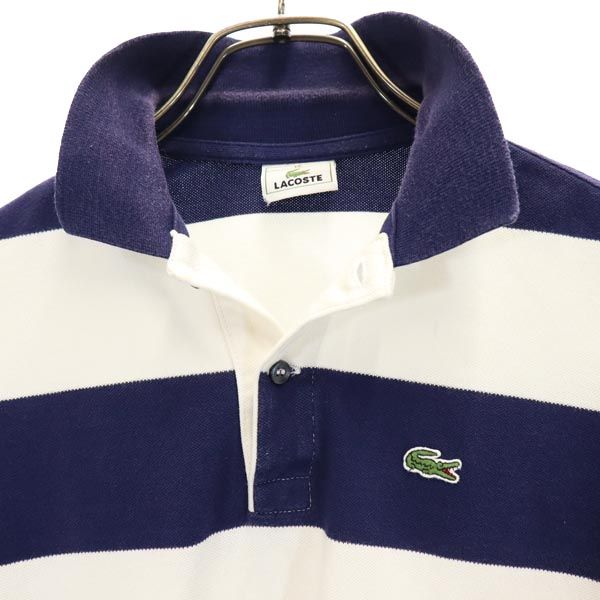 LACOSTE ラコステ ボーダー柄 半袖 ポロシャツ 12 紺×白 鹿の子 キッズ