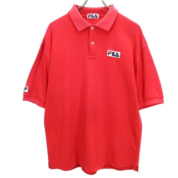 FILA フィラ 90s USA製 オールド 半袖 ポロシャツ M レッド系 鹿の子 メンズ