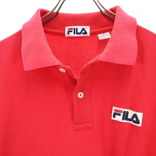 FILA フィラ 90s USA製 オールド 半袖 ポロシャツ M レッド系 鹿の子 メンズ