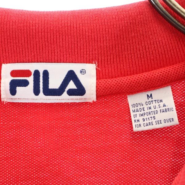 FILA フィラ 90s USA製 オールド 半袖 ポロシャツ M レッド系 鹿の子 メンズ