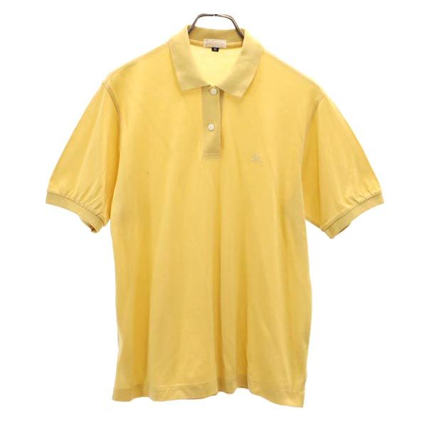 Burberrys バーバリーズ 90s オールド ワンポイント刺繍 半袖 ポロシャツ M 黄 鹿の子 レディース